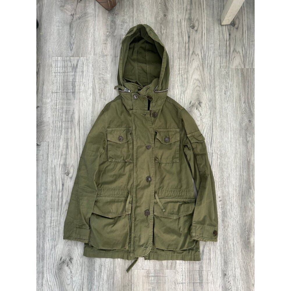 J.Crew Olive Green Utility Anorak Jacket Military Field Drawstring Size XXS‎